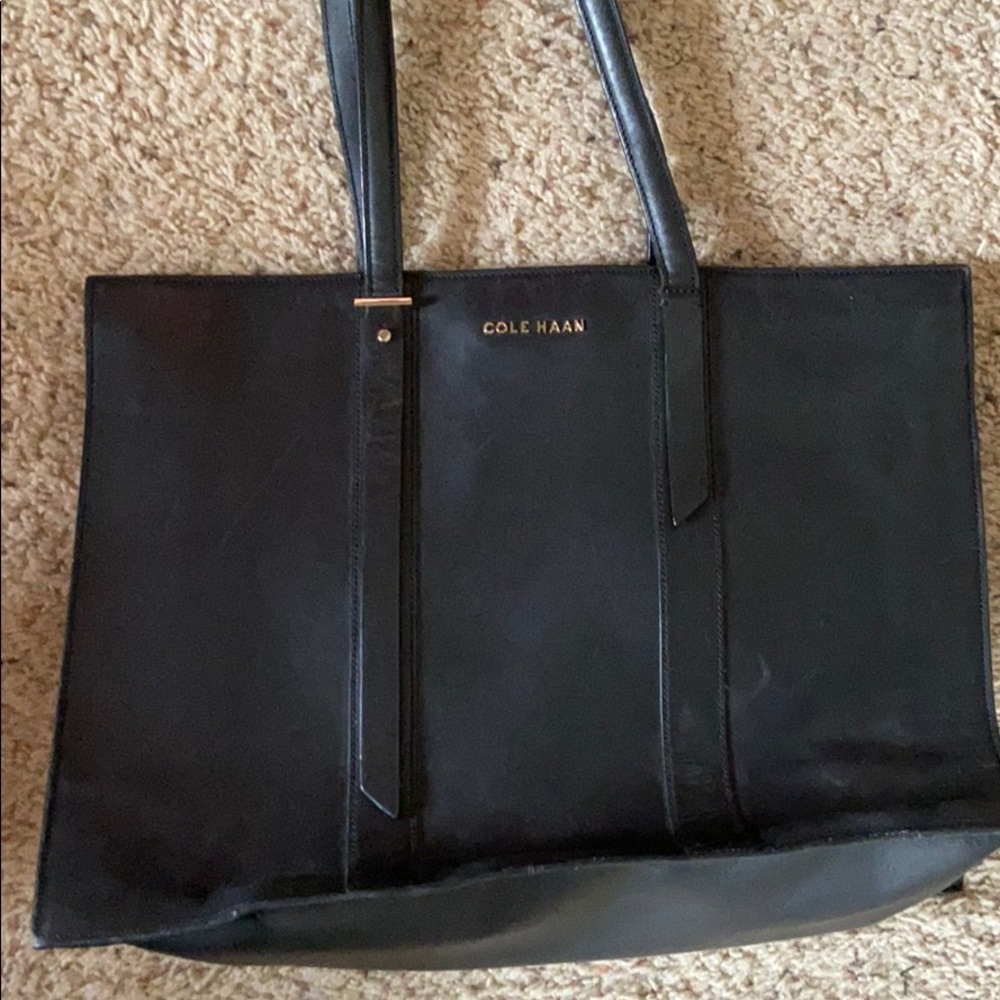 Black leather Cole Haan shoulder bag